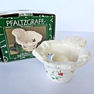 1998 Pfaltzgraff Winterberry Santa Claus Lite Tea Light Holder Christmas Decor